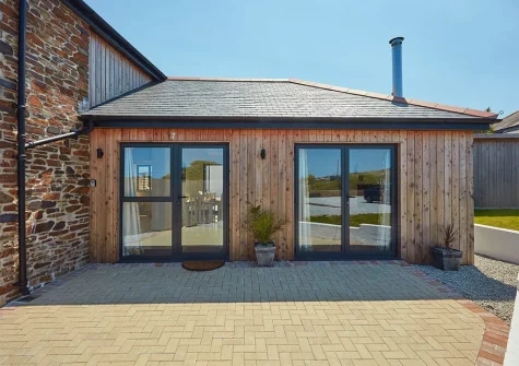The front patio at The Larches, Presingoll Barns, St Agnes