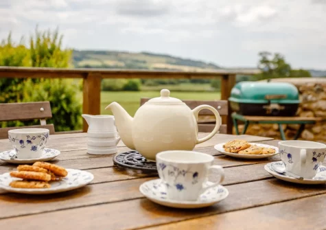 The decked patio, barbecue & alfresco dining area at The Linhay, Oxenlears, Kilmington