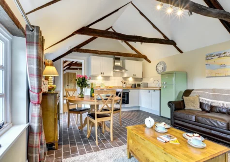 The living & dining area at The Linney at Penrose Burden, St Breward