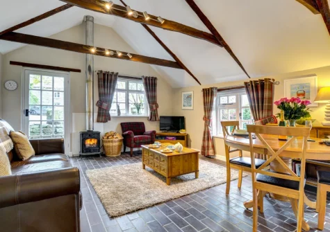 The living & dining area at The Linney at Penrose Burden, St Breward