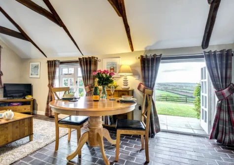 The living & dining area at The Linney at Penrose Burden, St Breward