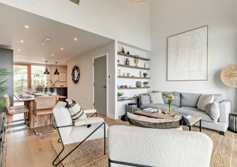 The living & dining area at The Lobster Pot, Hayle