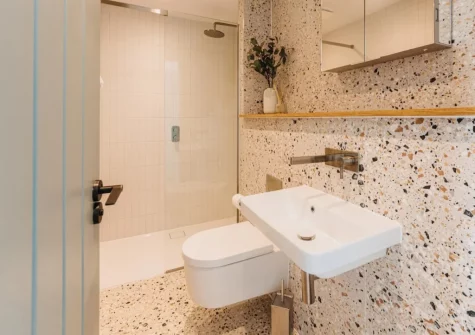 Bedroom #1 en-suite shower room at The Lobster Pot, Hayle