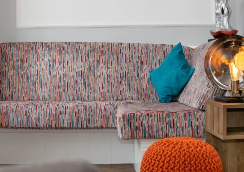 The living area at The Lodge at Kylgenna, Fowey