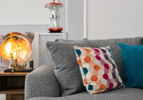 The living area at The Lodge at Kylgenna, Fowey