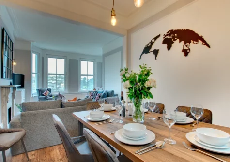 The dining area at The Lodge at Kylgenna, Fowey