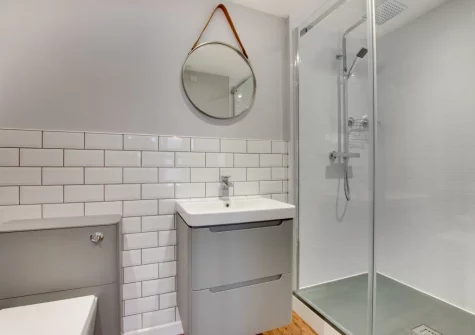 Bedroom #1 en-suite shower room at The Lodge at Kylgenna, Fowey