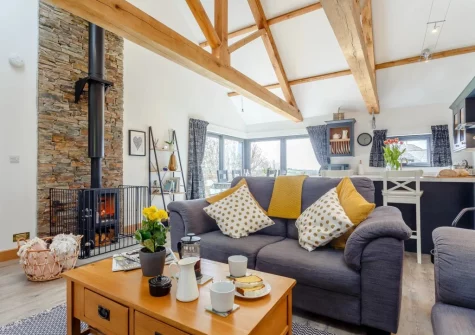 The living area at The Lodge at The Linhay, North Tamerton