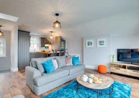 The living area at The Loft at Kylgenna, Fowey