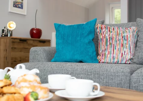 The living area at The Loft at Kylgenna, Fowey
