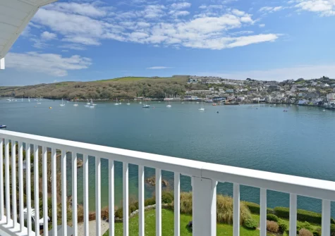 Enjoy far reaching river view from the balcony at The Loft at Kylgenna, Fowey