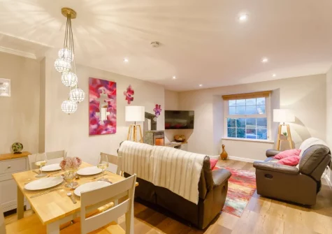 The living area at The Loft at Trenode, Widegates