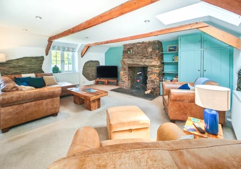 The living room at The Long Barn, St Ervan