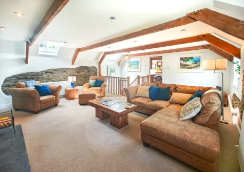 The living room at The Long Barn, St Ervan