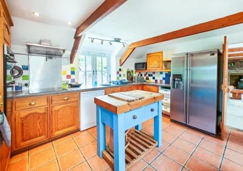 The kitchen at The Long Barn, St Ervan