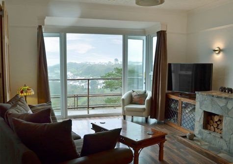 The living area at The Lookout, Moorings Apartments, Torquay