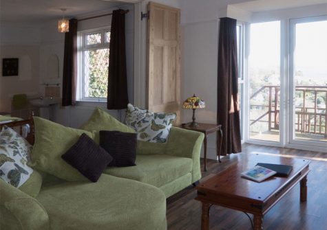The living area at The Lookout, Moorings Apartments, Torquay
