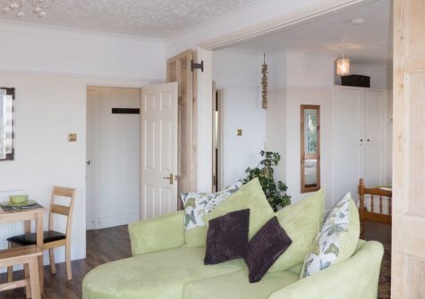 The living area at The Lookout, Moorings Apartments, Torquay