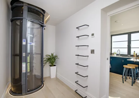 Take the pneumatic vacuum lift to all floors, as an alternate to the stairs