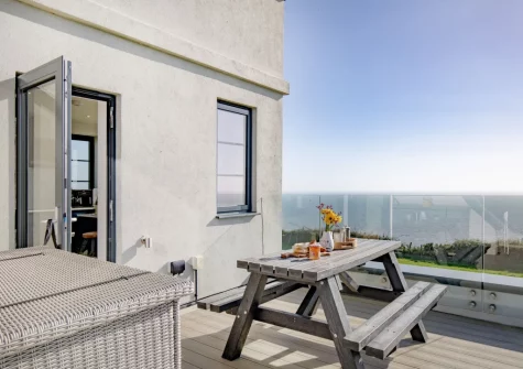 The terrace & alfresco dining ar at The Lookout Tower, Beer