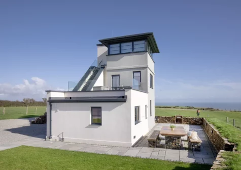 The patio, barbecue, alfresco dining area & lawned garden at The Lookout Tower, Beer