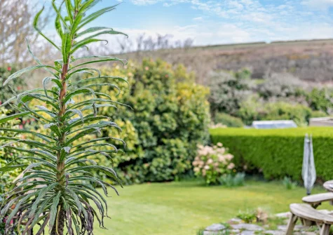 The terrace, alfresco dining & enclosed garden at The Lookout, Treen