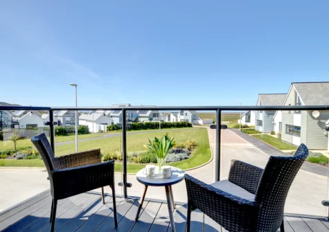 The balcony & outdoor sitting area at The Lookout, Westward Ho!
