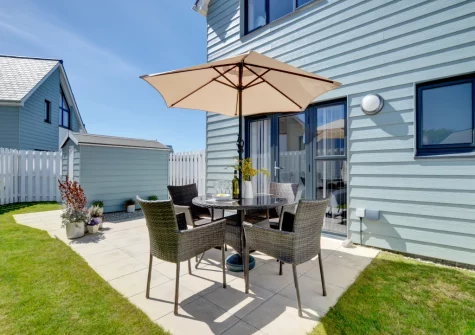 The patio, alfresco dining area & garden at The Lookout, Westward Ho!