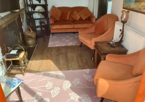 The living room at The Magazine, Lamorna