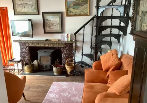 The living room at The Magazine, Lamorna