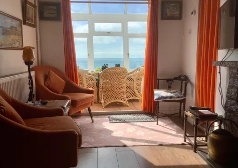 The living room at The Magazine, Lamorna