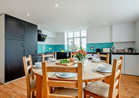 The kitchen & dining area at The Martyn Rooms, Morwenstow