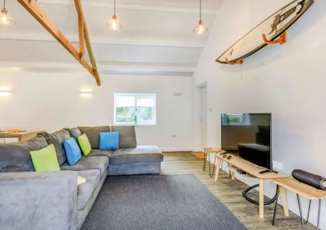 The living area at The Milking Shed, Bittadon