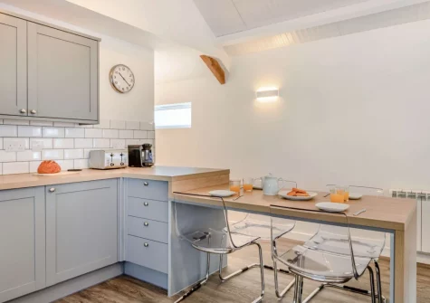 The kitchen  & dining area at The Milking Shed, Bittadon