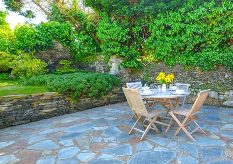 The patio, alfresco dining area & garden at The Mount, Crugmeer