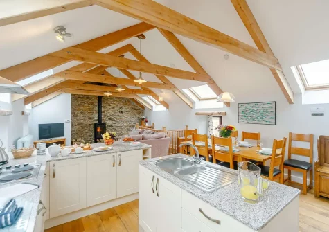 The kitchen at The Mowhay, Penvose Farm, Tregurrian