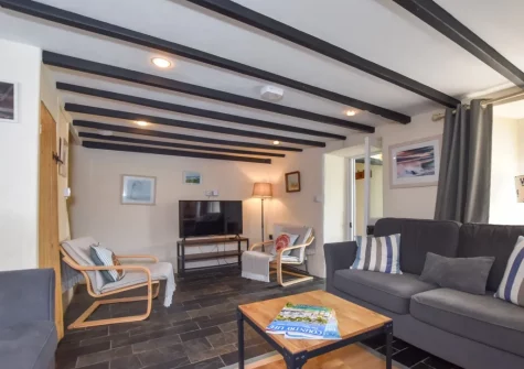 The living room at The Nook, Northcott Mouth