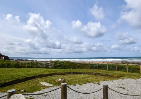 The view from the decked patio & alfresco dining area at The Nook, Northcott Mouth