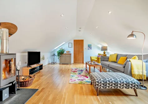The living  area at The Nook, Trebudannon