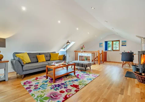 The living  area at The Nook, Trebudannon