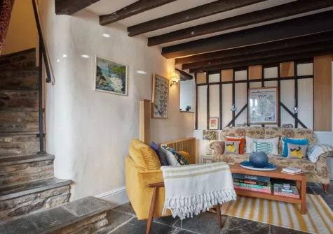 The living room at The North Wing at Trevigue, Crackington Haven
