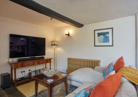 The living area at The North Wing at Trevigue, Crackington Haven