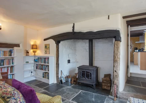The living area at The North Wing at Trevigue, Crackington Haven