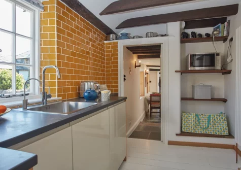 The kitchen at The North Wing at Trevigue, Crackington Haven