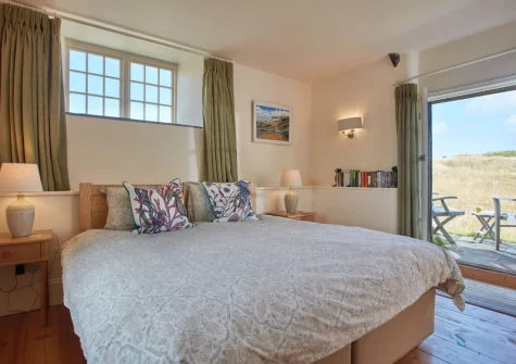 The bedroom at The North Wing at Trevigue, Crackington Haven