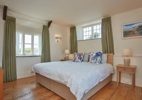 The bedroom at The North Wing at Trevigue, Crackington Haven