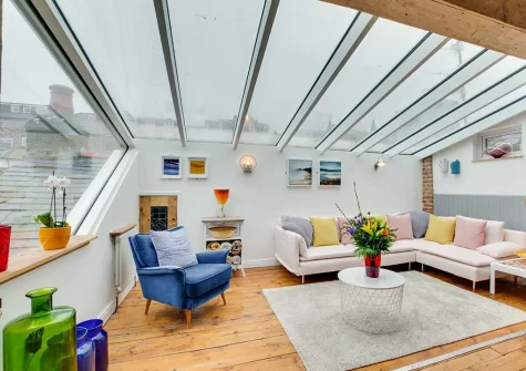 The living area at The Old Bakery Flat, St Ives