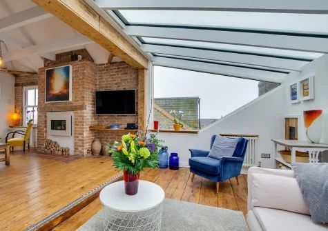 The living area at The Old Bakery Flat, St Ives