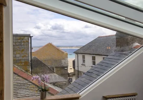 The view from the living area at The Old Bakery Flat, St Ives