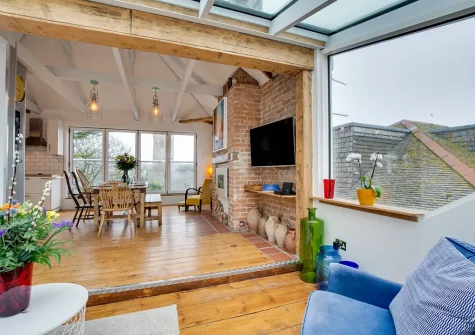 The living area at The Old Bakery Flat, St Ives